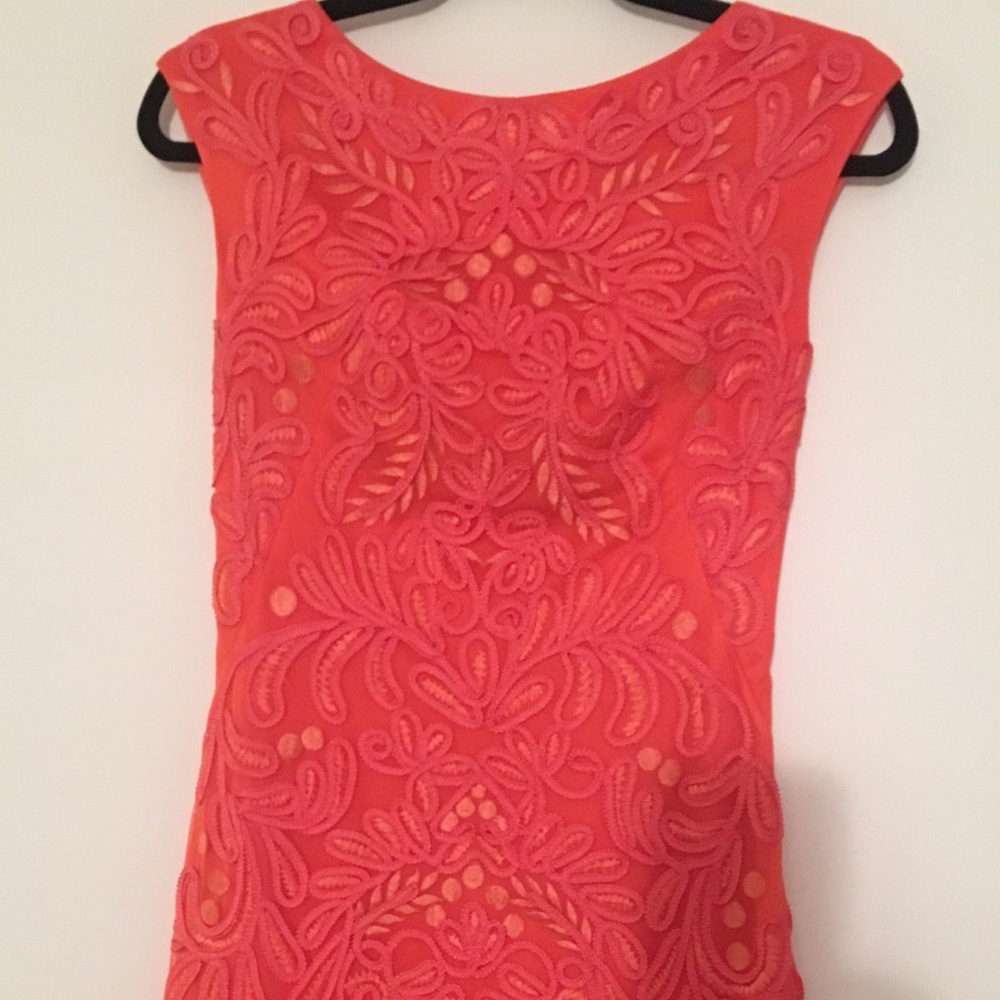 Sue Wong Sleeveless Floral Coral dress 2 Small